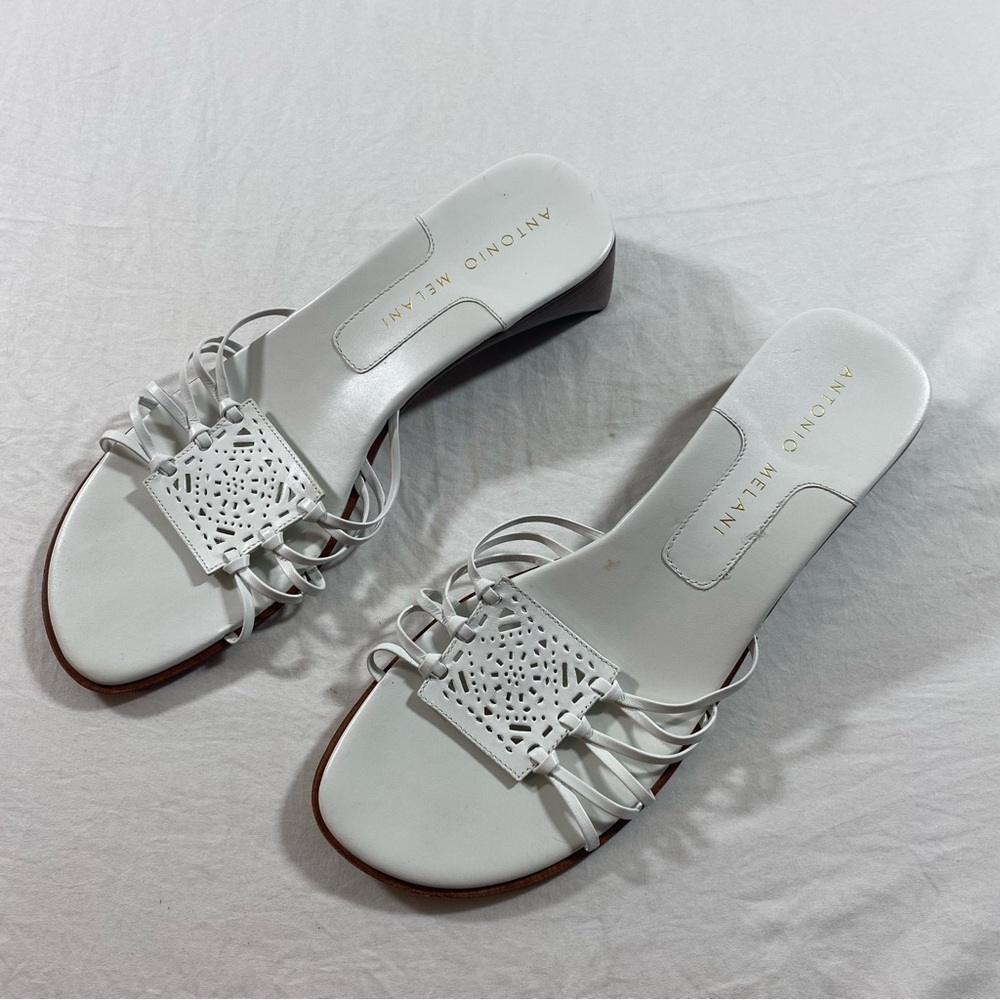 Antonio Melani Sandals Leather White Slide Sandals Women 10M - Picture 6 of 6
